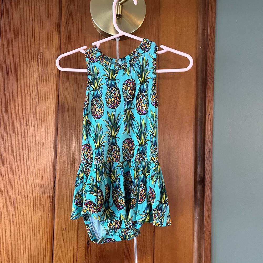 Little Bum Bums (Bums and Roses) Pineapple Romper- Size 6-12 Months